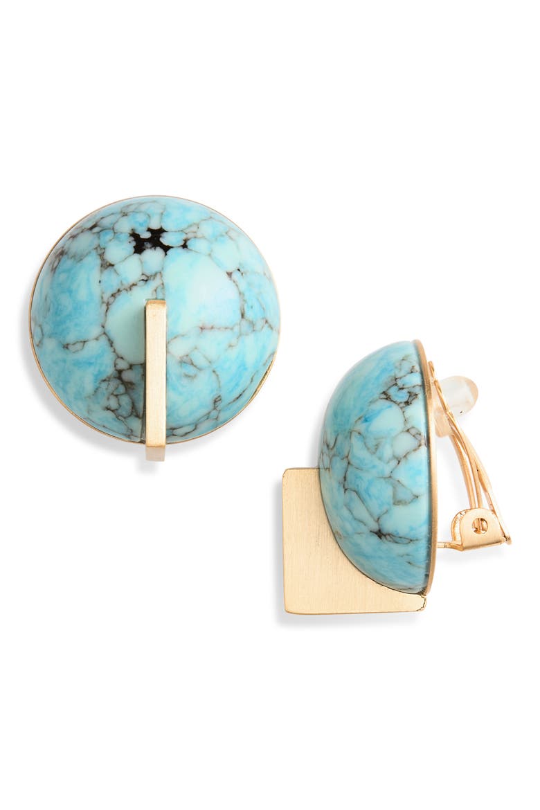 Una Clip-On Earrings, Main, color, IBIZA TURQUOISE