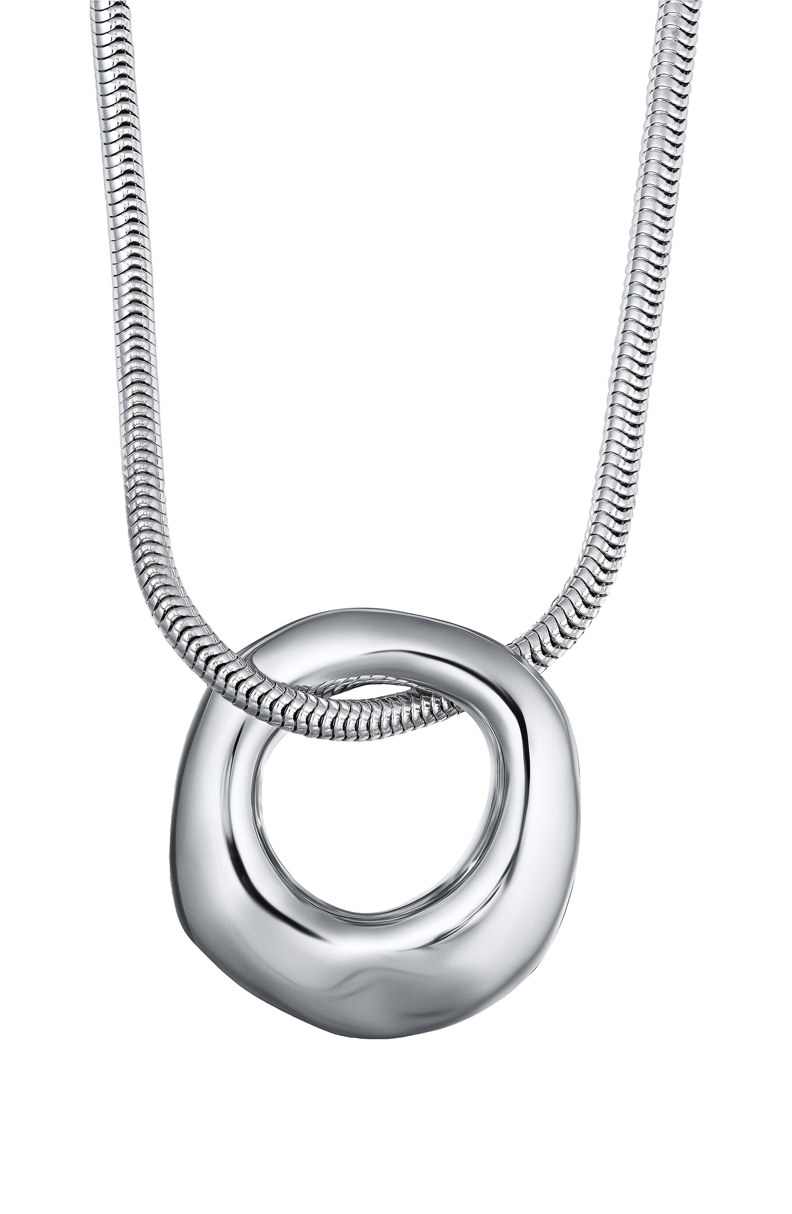 CHRISTINA CARUSO Organic Circle Pendant Necklace in Rhodium 