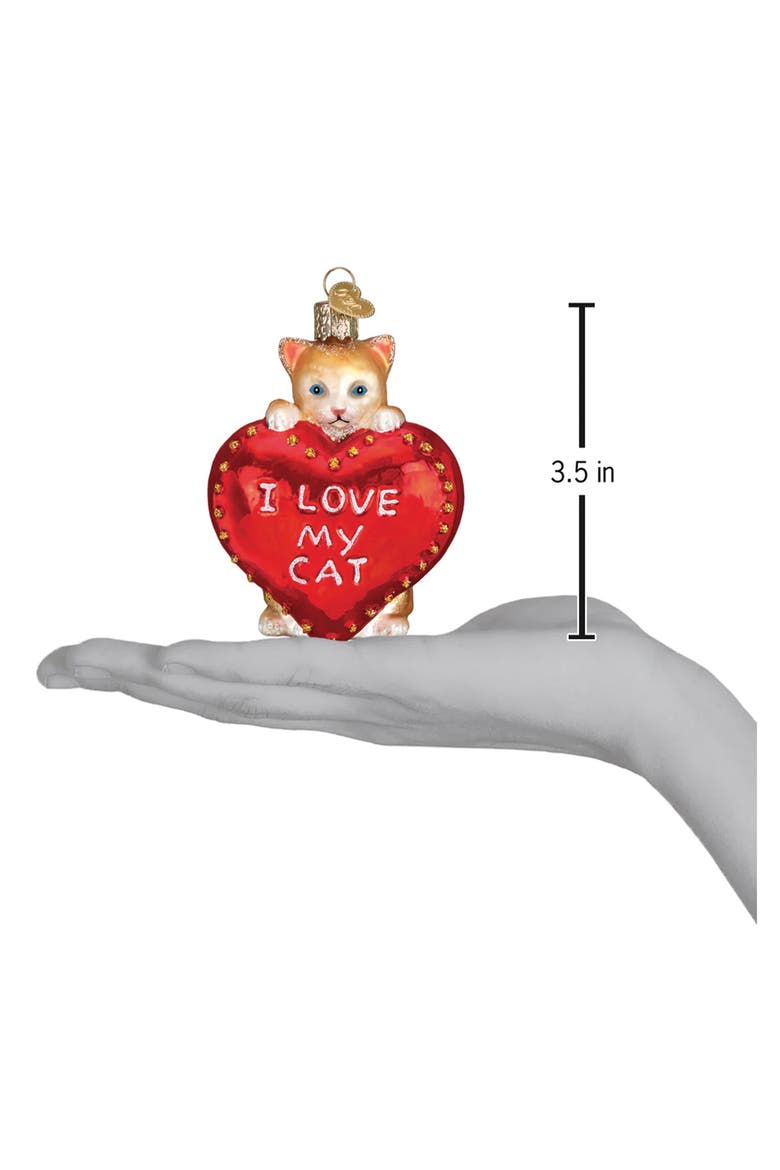 I Love My Cat Christmas Ornament, Alternate, color, RED