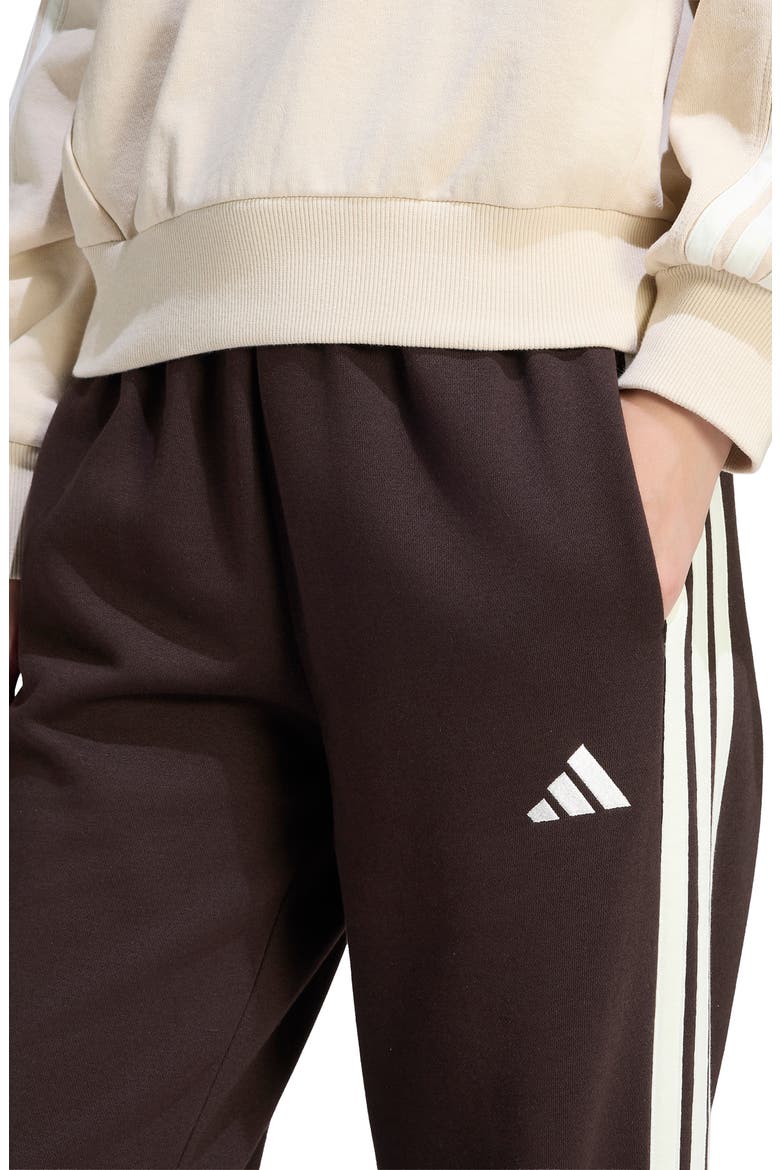Essentials 3-Stripes Open Hem Fleece Track Pants, Alternate, color, AURORA COFFEE/ IVORY