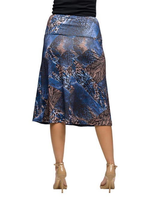 24seven Comfort Apparel Animal Print Knee Length Skirt In Multi