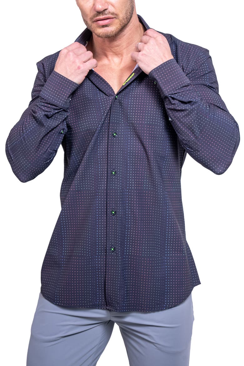 Einstein Print Cotton Button-Up Shirt, Alternate, color, BLACK