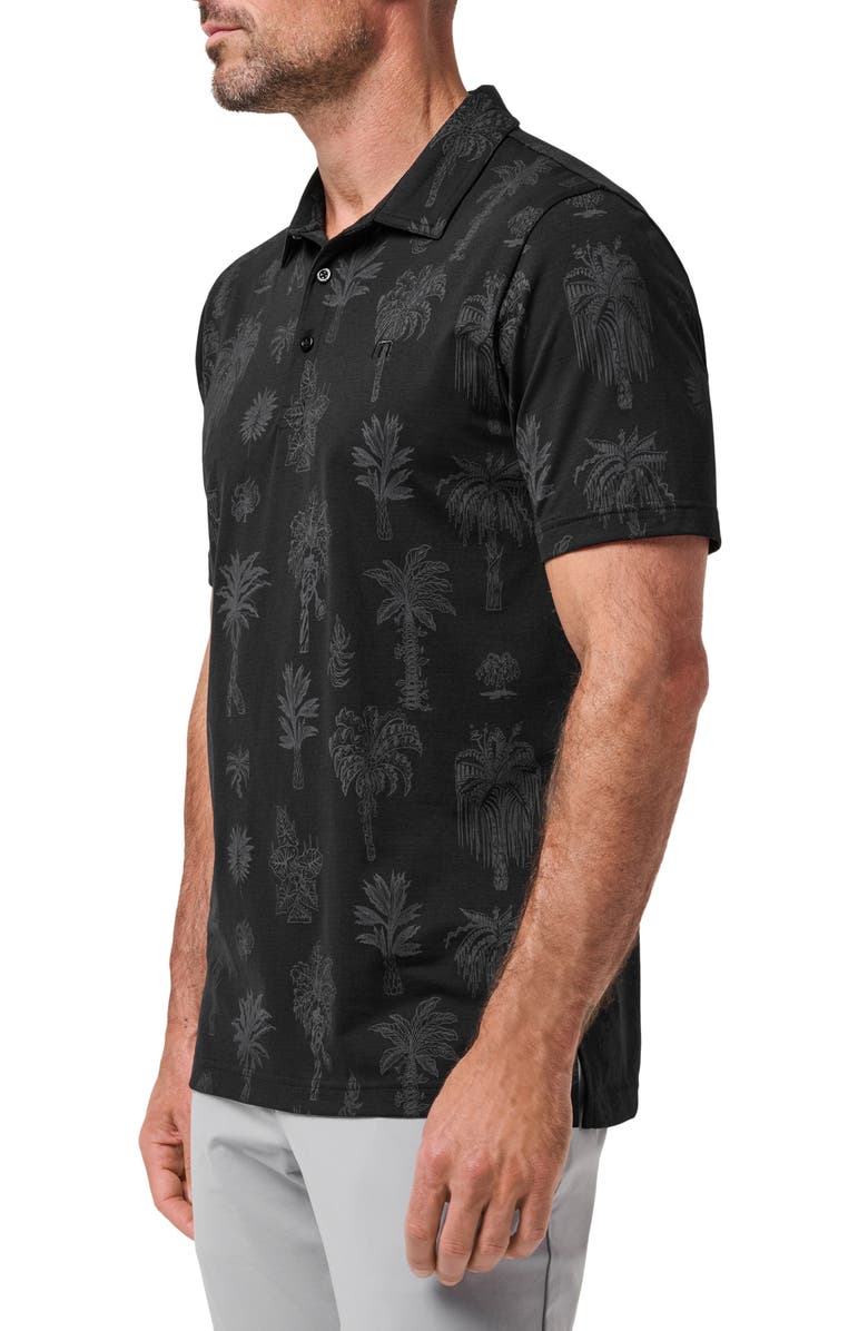 TravisMathew Palm Tree Print Jersey Polo, Alternate, color, Black