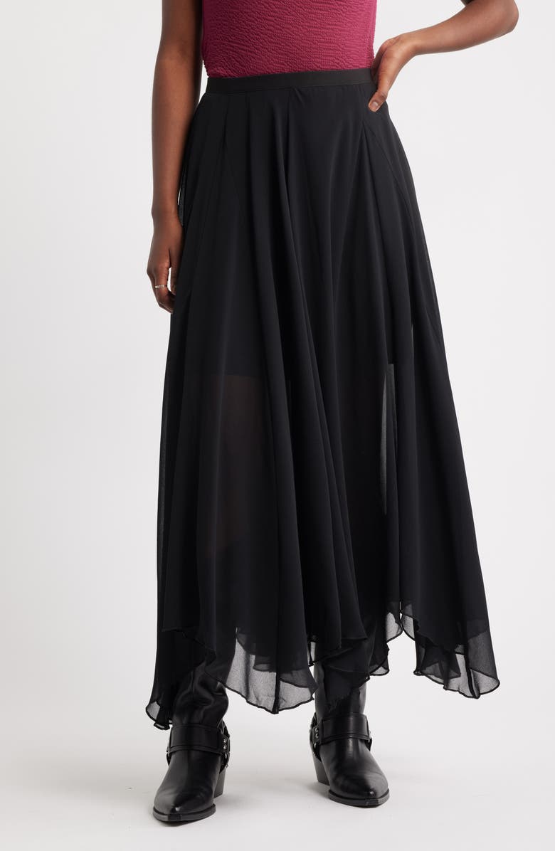Treasure & Bond Handkerchief Maxi Skirt, Main, color, Black