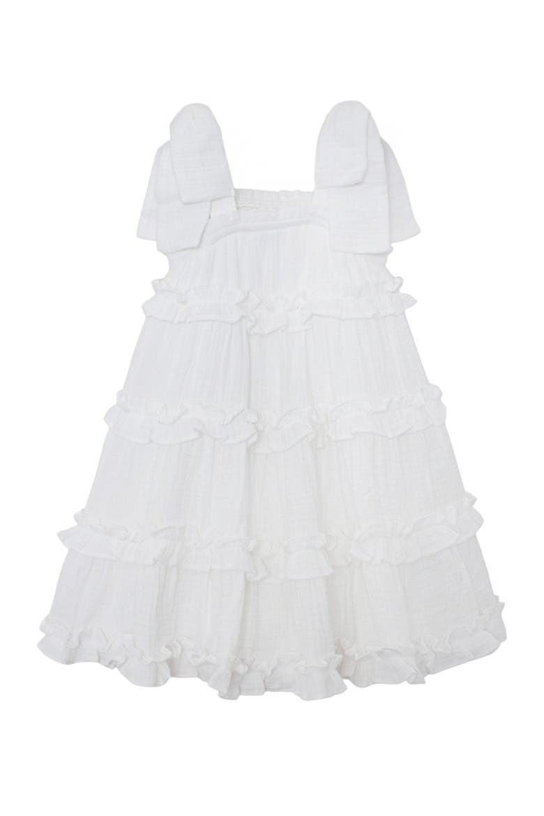 Birds of a Feather Cap Sleeve Dress, Main, color, White
