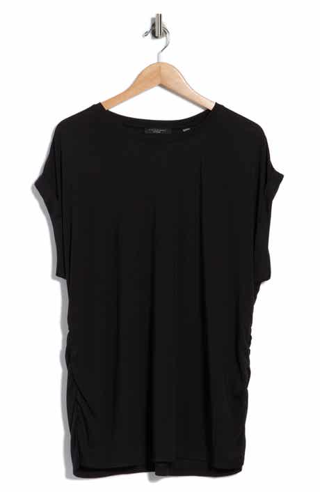 T Tahari Cuff Short Sleeve Ruched T-Shirt