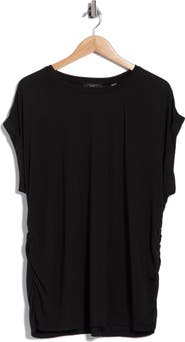 T Tahari Cuff Short Sleeve Ruched T-Shirt
