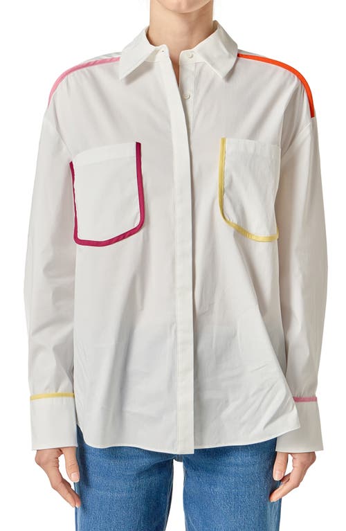 English Factory Flat Binding Button-up Shirt In White