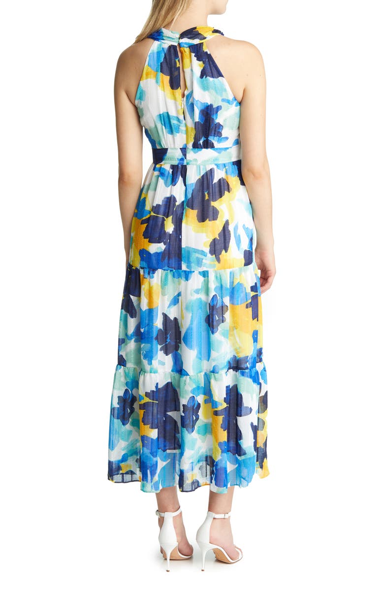 Maggy London Abstract Floral Halter Neck Maxi Dress, Alternate, color, 
