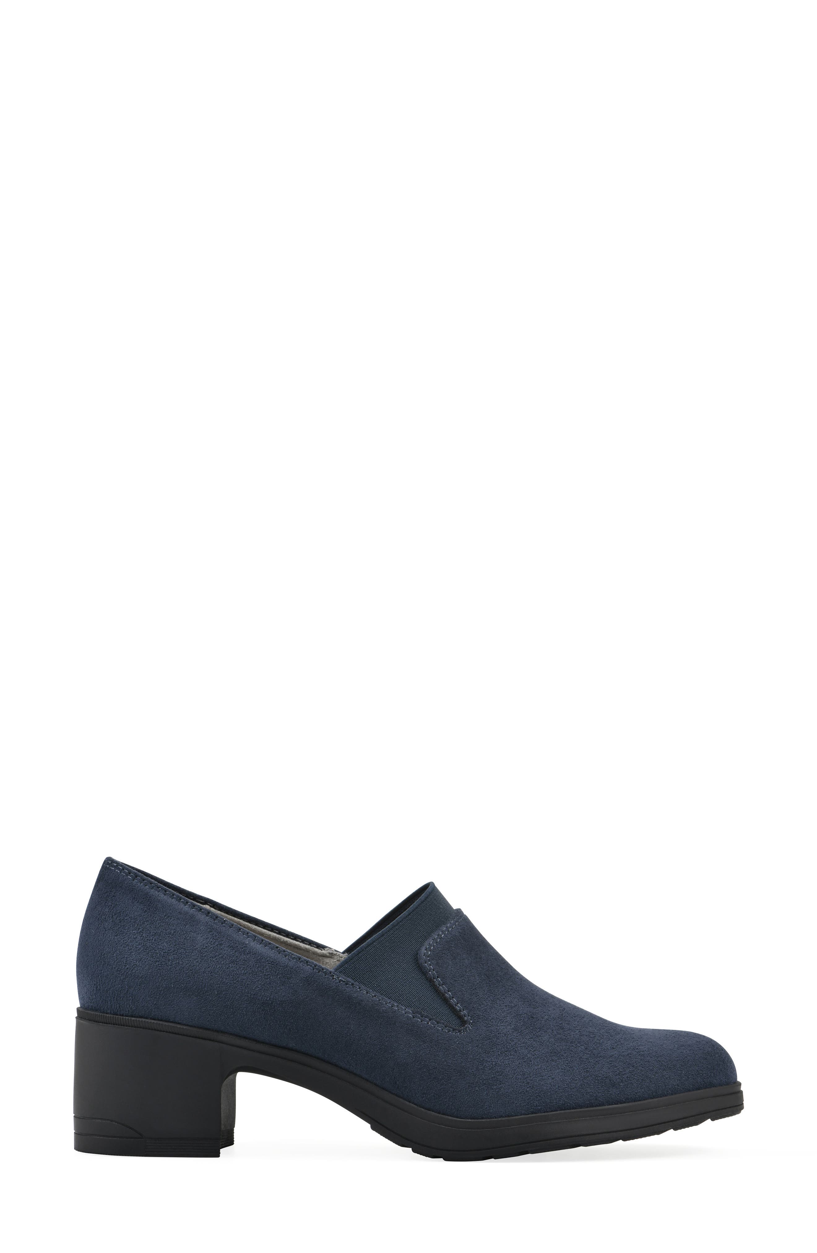 CLIFFS BY WHITE MOUNTAIN Hunton Block Heel Loafer Pump - Wide Width, Alternate, color, Navy Suedette