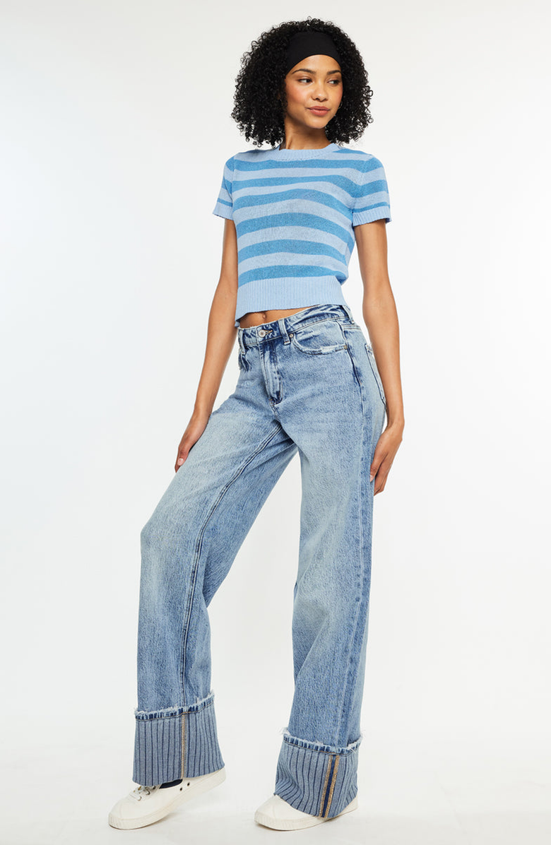 KanCan Petal High Rise Wide Leg Jeans, Alternate, color, Medium Wash