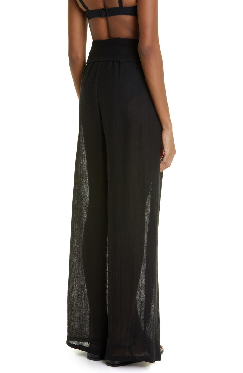 Lisa Marie Fernandez The Open Side Wide Leg Organic Linen Blend Pants, Alternate, color,