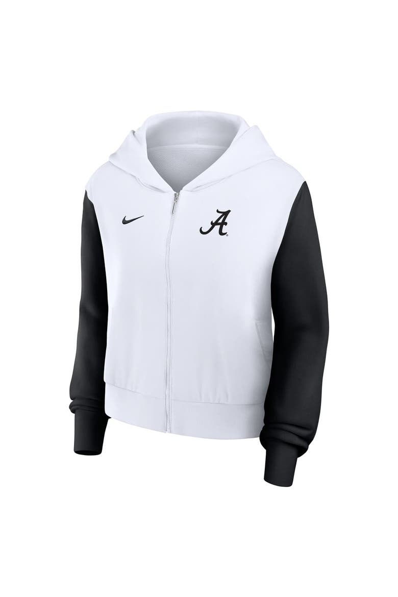Women's Nike White Alabama Crimson Tide Cropped Beyond Capability Color-Block Script Full-Zip Hoodie, Alternate, color, White