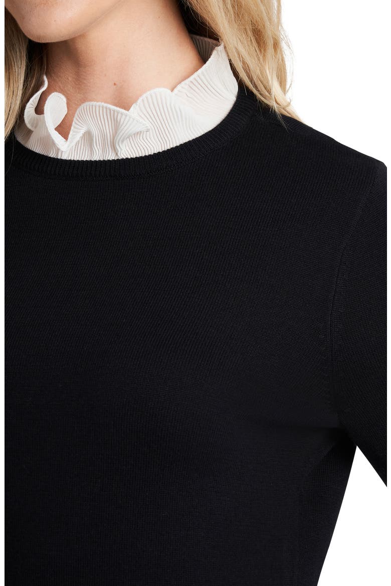 Ruffle Detail Cotton Blend Sweater, Alternate, color, RICH BLACK
