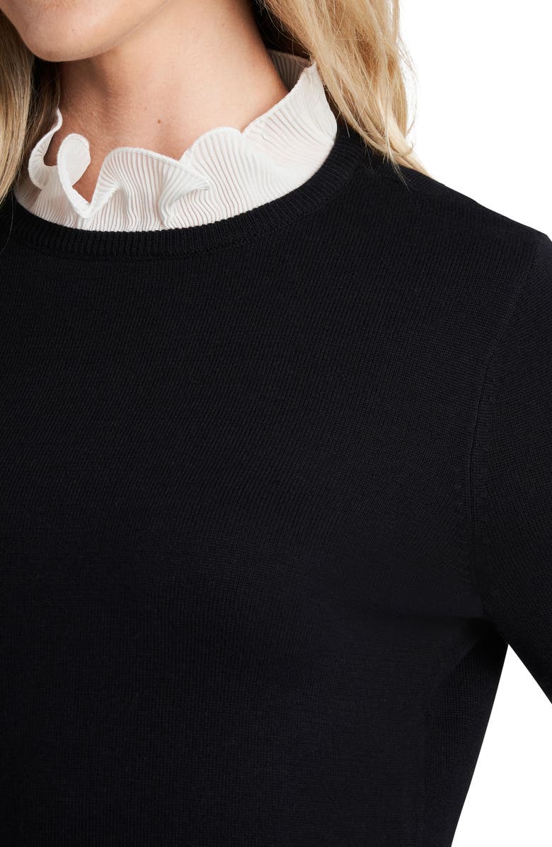 CeCe Ruffle Detail Cotton Blend Sweater, Alternate, color, Rich Black