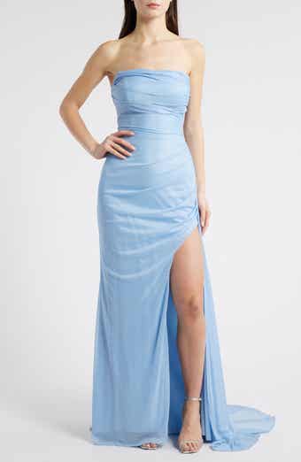 Glitter Strapless Lace-Up Gown