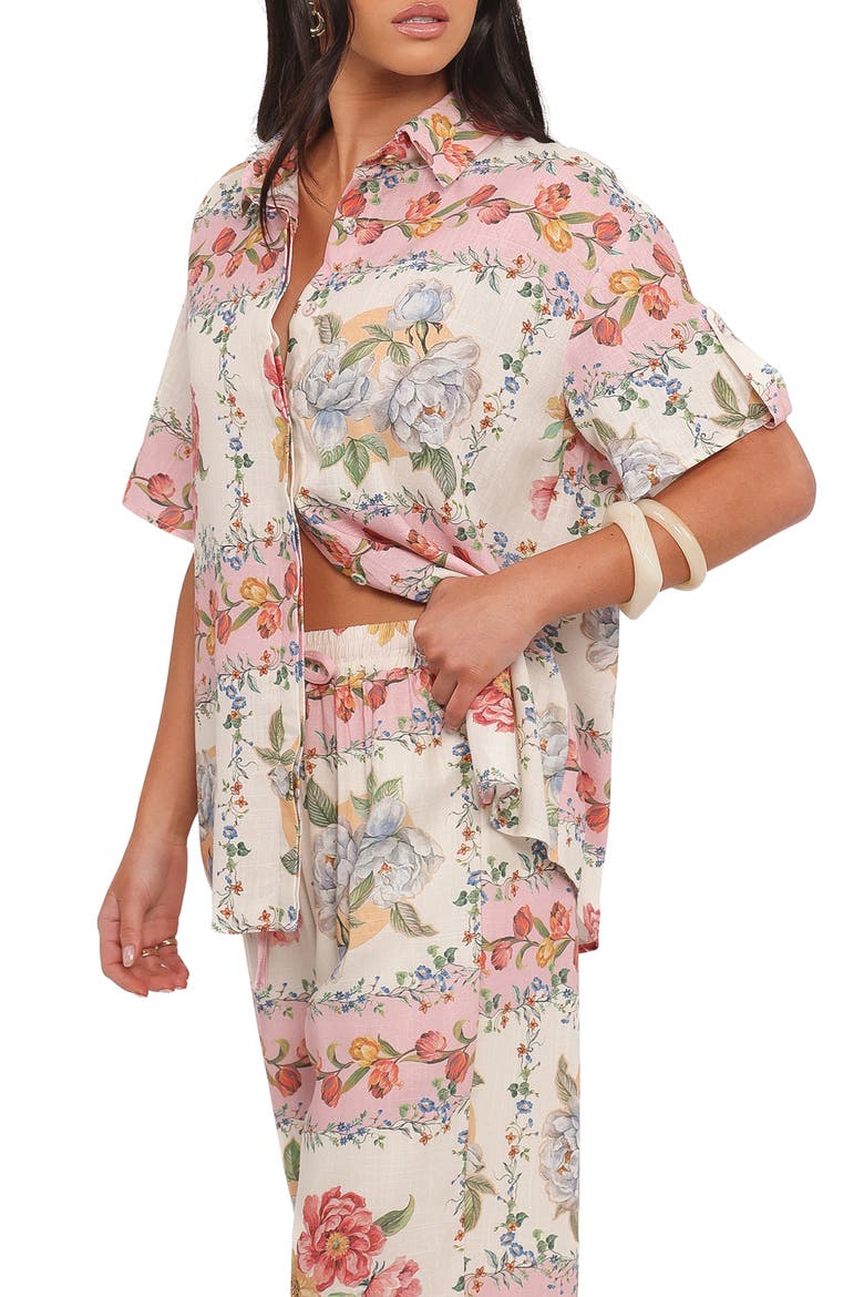 Cascais Rose Tile Button-Up Shirt, Alternate, color, ROSE TILE