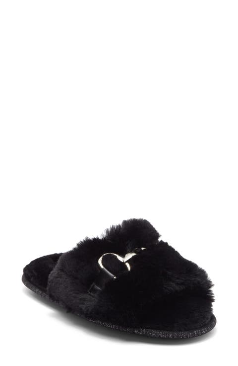 Plush Horsebit Faux Fur Slipper (Women)