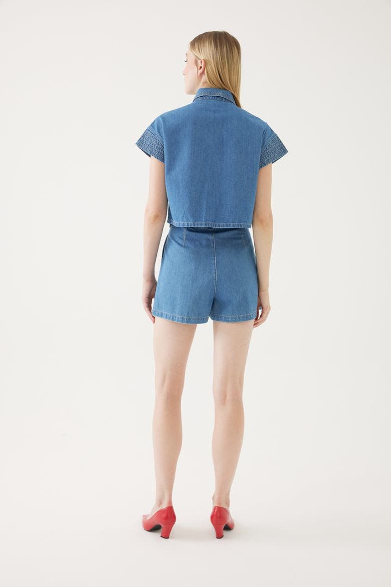 Denim Look Pocketed Shirt, Alternate, color, Blue