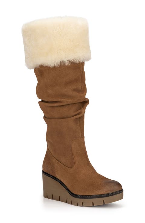 Arabella Faux Fur Trimmed Wedge Boot (Women)