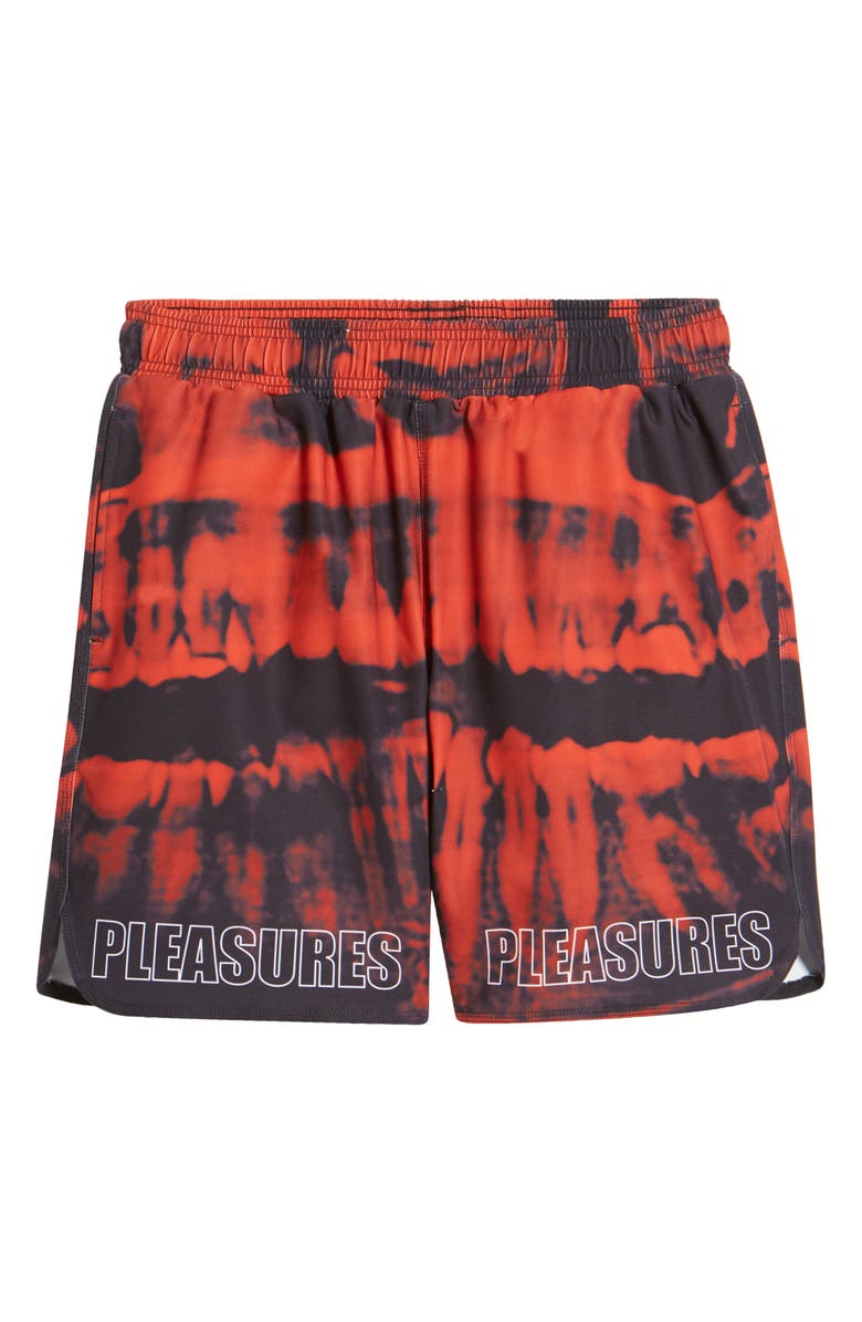 PLEASURES Teeth Tie Dye Workout Shorts, Alternate, color, 