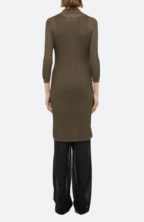 Helmut Lang Longline Pointelle Dress In Cognac