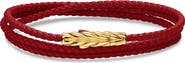 David Yurman Men's Chevron Triple Wrap Bracelet in Leather with 18K Yellow Gold, 3mm