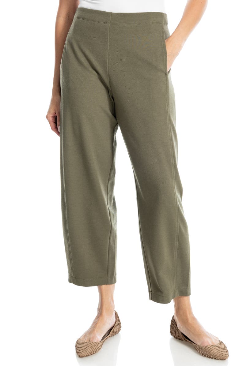 MAX STUDIO Twill Knit Barrel Leg Pants, Main, color, Sage