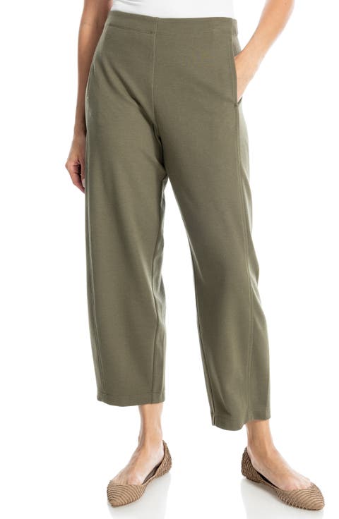 Twill Knit Barrel Leg Pants