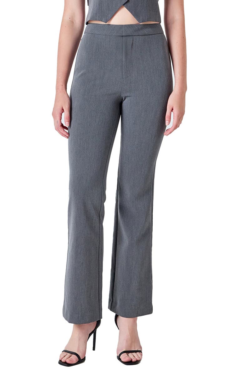Endless Rose Low Rise Flare Pants, Main, color, Charcoal