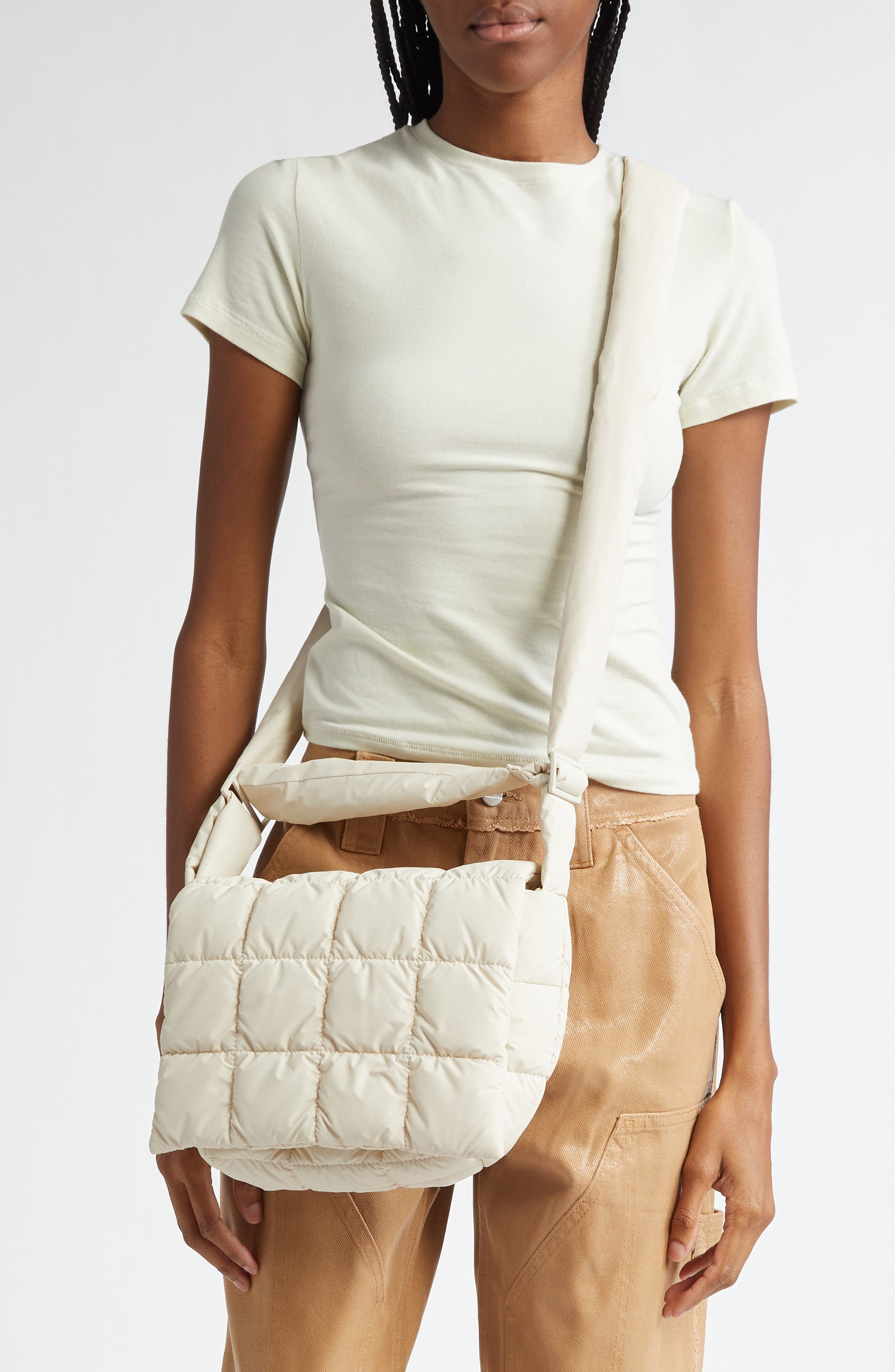 VeeCollective Porter Water Repellent Quilted Messenger Crossbody Bag, Alternate, color, Birch