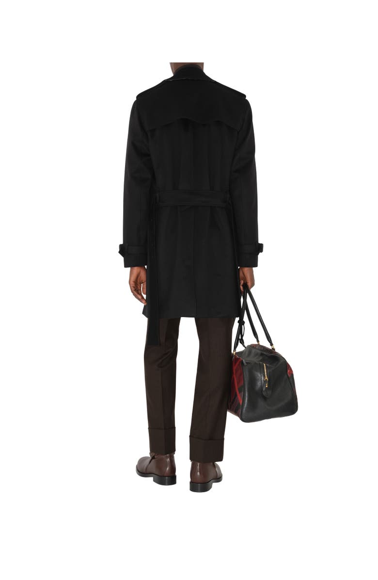 Burberry Mid-length Cashmere Trench Coat, Alternate, color, Black