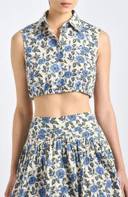 Derek Lam 10 Crosby Faee Printed Cropped Shirt