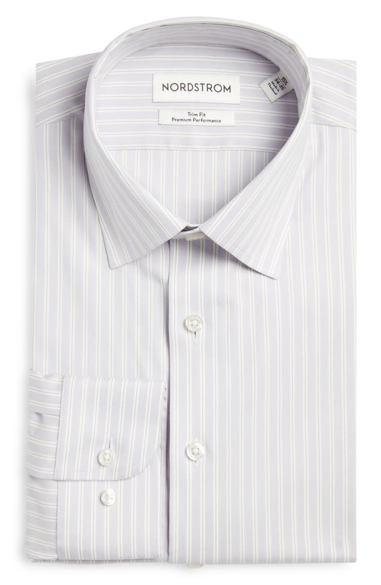 Nordstrom Trim Fit Premium Performance Dress Shirt, Alternate, color, Purple Solara Stripe