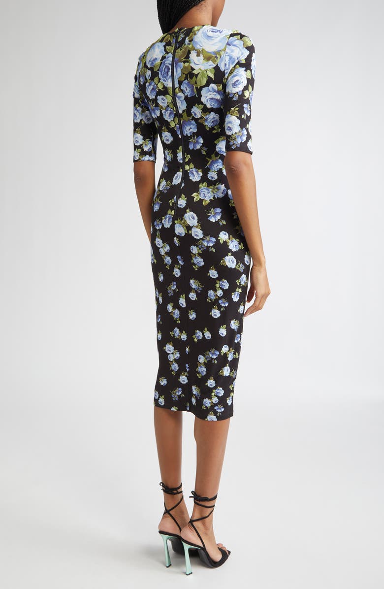 Alice + Olivia Delora Floral Jersey Midi Dress, Alternate, color, Smell The Roses