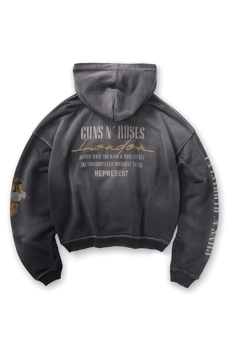 Represent G 'n' R Cross Graphic Zip Hoodie, Alternate, color, Stained Black