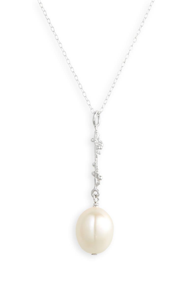 The Lustre of the Moon Freshwater Pearl Pendant Necklace, Main, color, SILVER