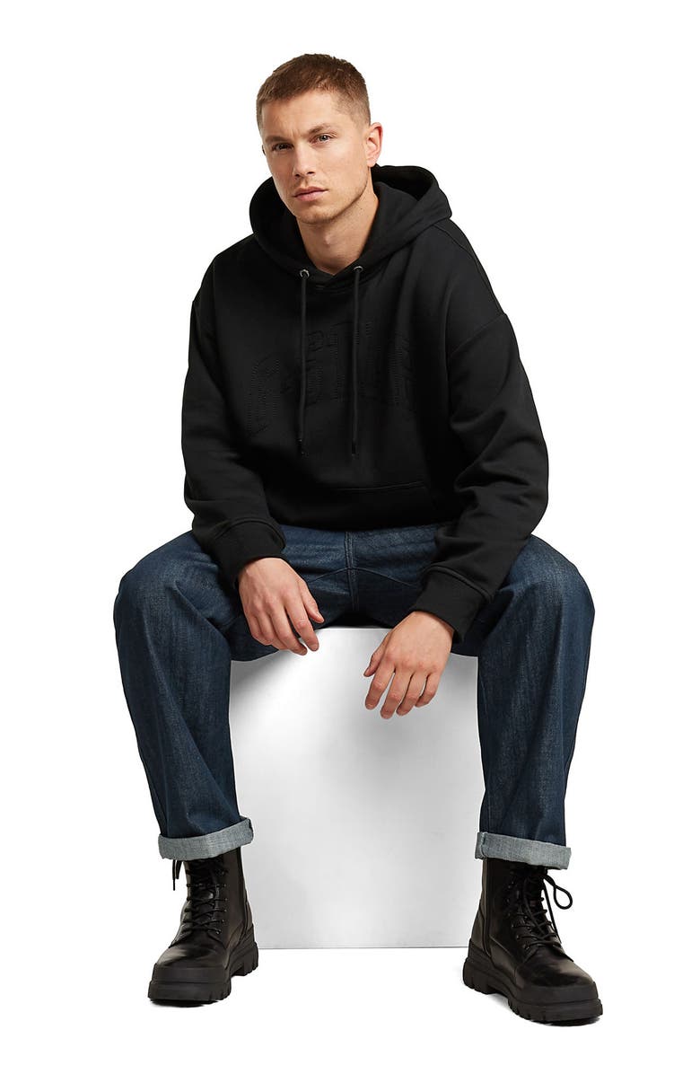 G-STAR Embroidered Heavyweight Fleece Hoodie, Alternate, color, Dark Black