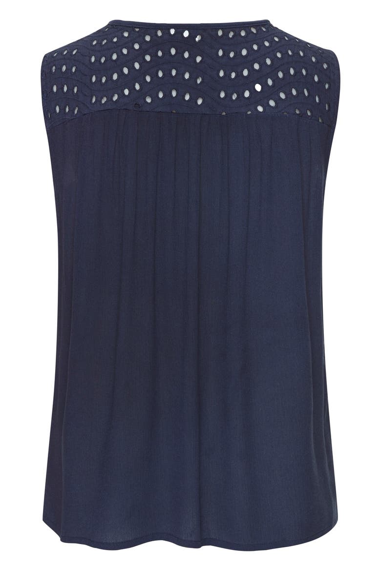 Sleeveless Eyelet Top, Alternate, color, Navy