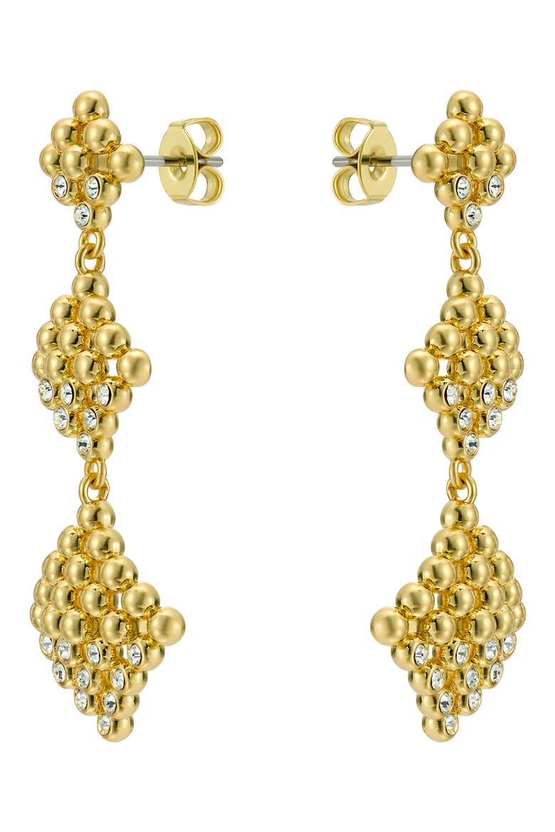 Boa Crystal Bobble Diamond Drop Earrings, Alternate, color, GOLD TONE / CLEAR CRYSTAL