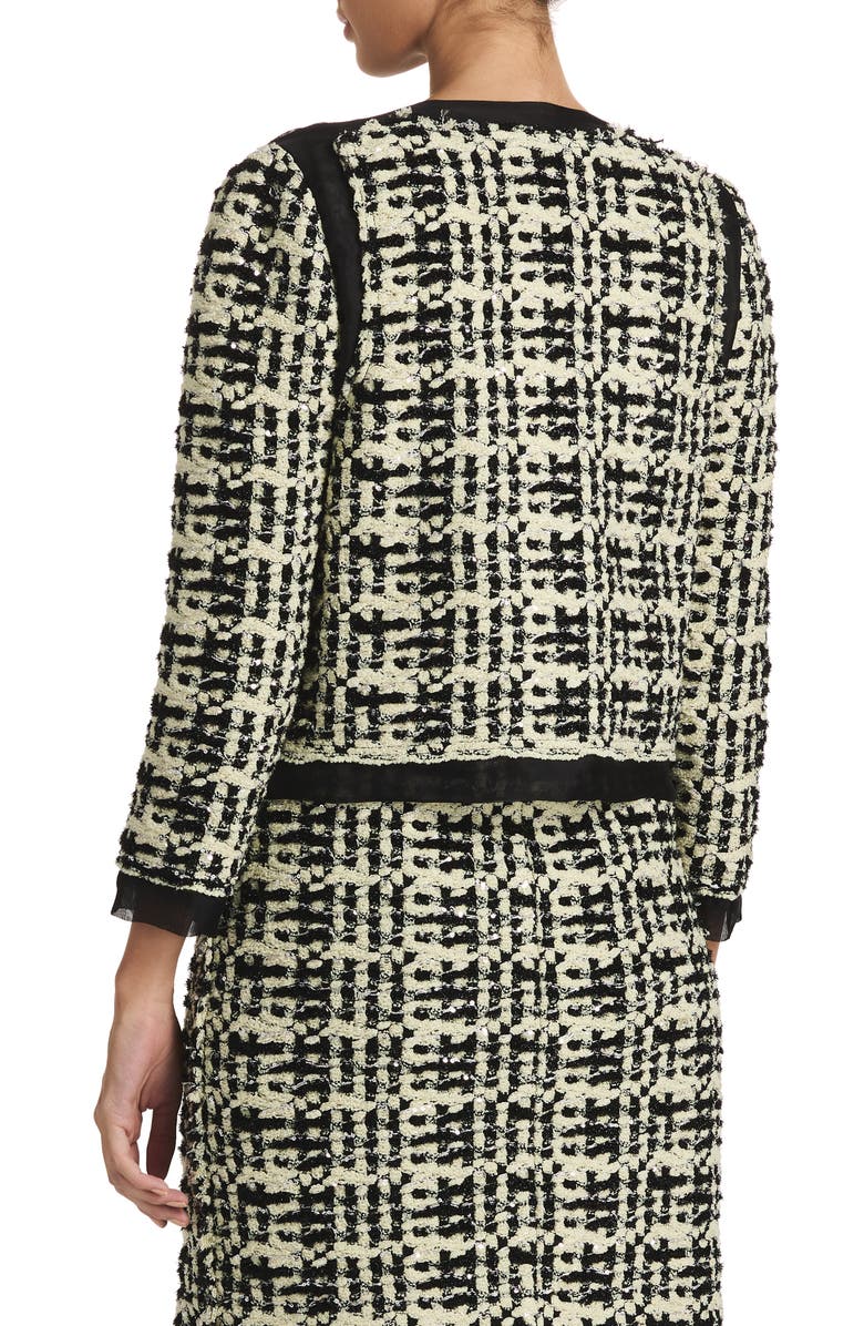St. John Evening Sequin Plaid Tweed Knit Short Jacket, Alternate, color, 