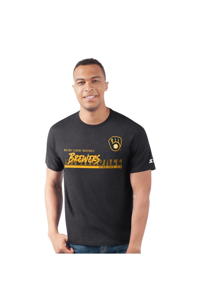 STARTER Men's Starter  Heather Black Milwaukee Brewers Prime Time Team T-Shirt, Main, color, Heather Black