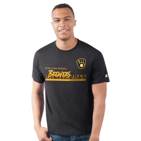 Men's Starter  Heather Black Milwaukee Brewers Prime Time Team T-Shirt