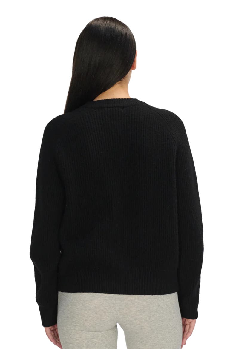 Button Up Wool Cropped Cardigan, Alternate, color, Black