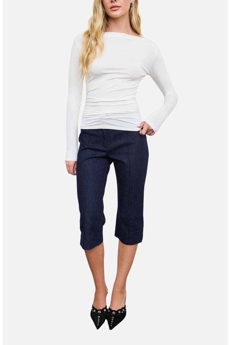 Ruched Long Sleeve Knit Top, Alternate, color, CREAM