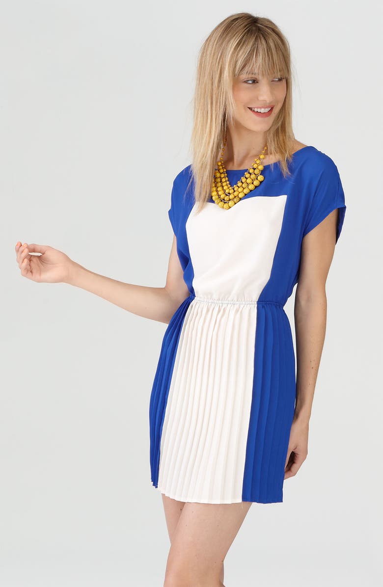 All in Favor Colorblock Pleated Dress, Alternate, color,