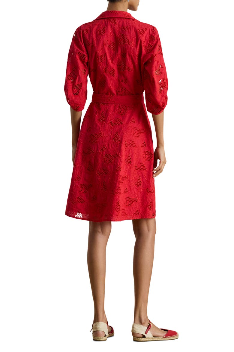 Eyelet Cotton Voile Shirtdress, Alternate, color, CRUISE RED