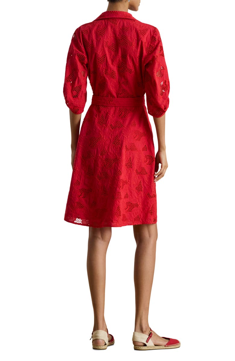 Lauren Ralph Lauren Eyelet Cotton Voile Shirtdress, Alternate, color, Cruise Red