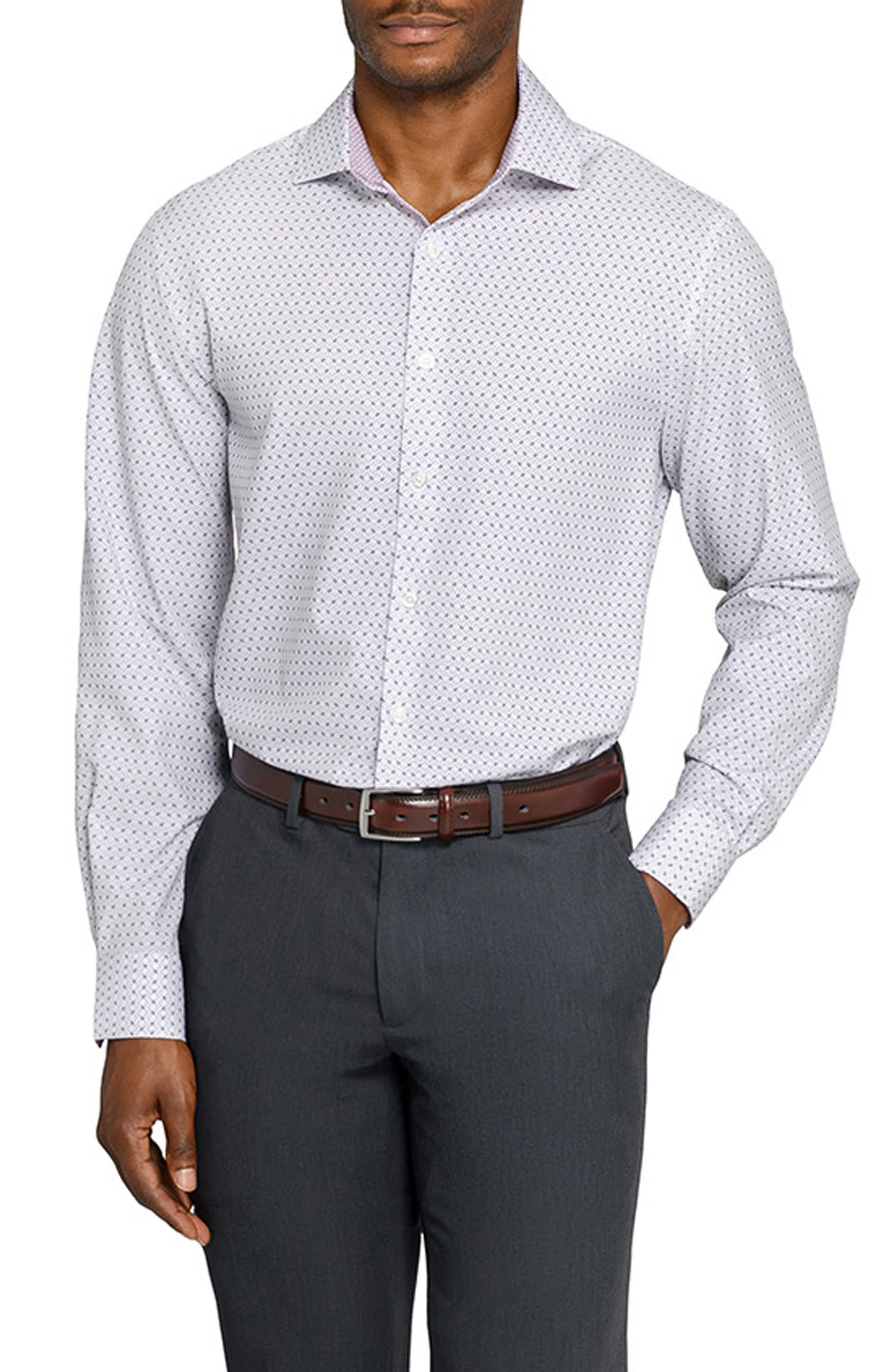 Wrk W.r.k Slim Fit Duo Geo Print Performance Dress Shirt In White