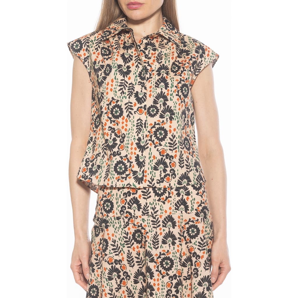 Alexia Admor Juniper Button-up Shirt In Beige Multi